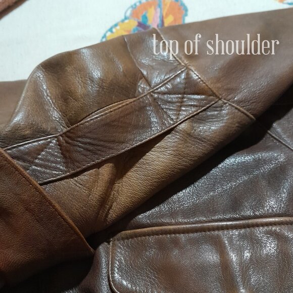 Vintage Men's  Brown Leather Flight Jacket Rugged New Zealand Outback   XL - Picture 7 of 10